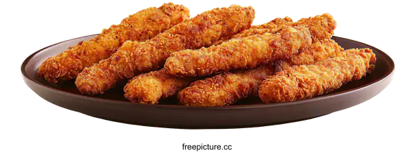 [Transparent Background PNG]Crispy Fried Chicken Tenders on Plate
