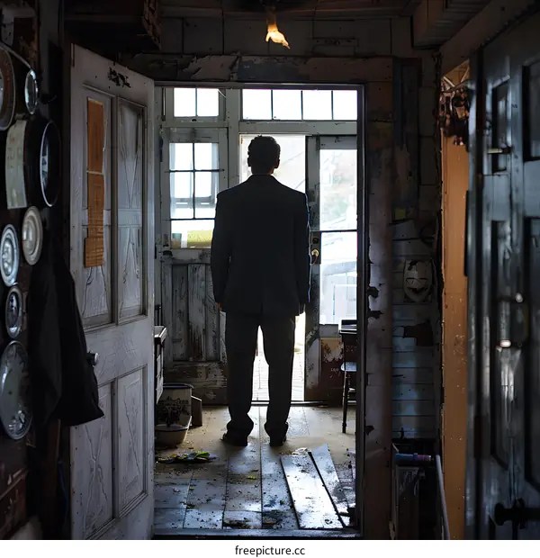 Man in suit standing in a doorway