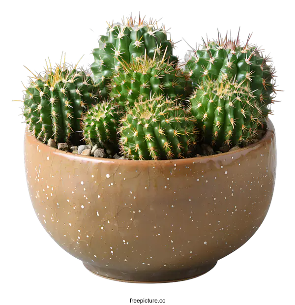[Transparent Background PNG]Cactus in ceramic bowl
