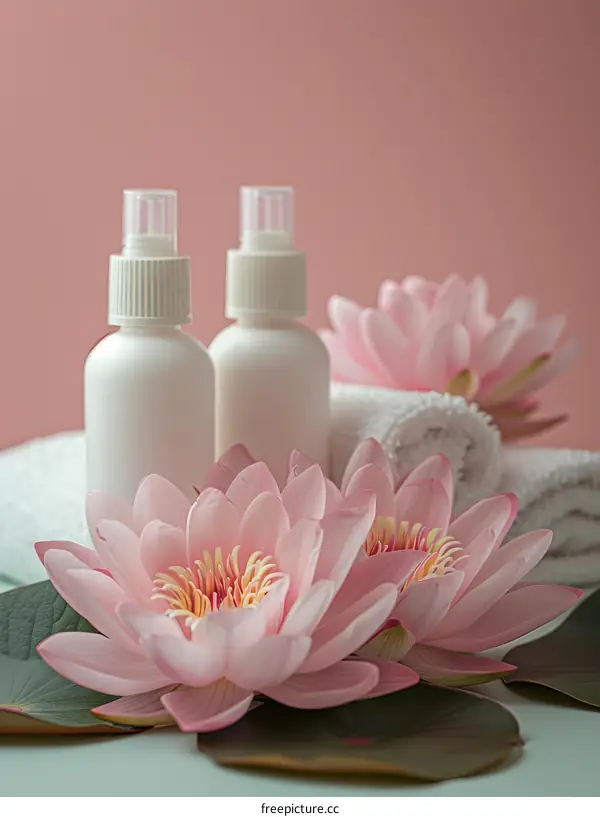 Spa Day Relaxation: Lotus Flowers and Cosmetics