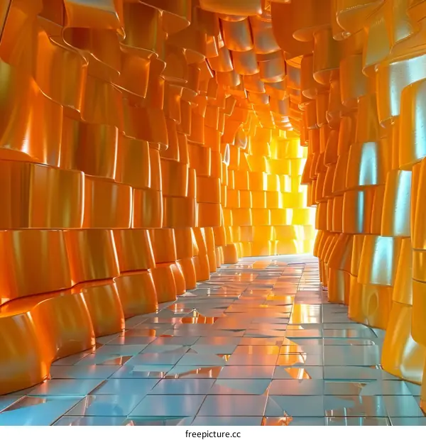 Abstract Orange Tunnel Corridor