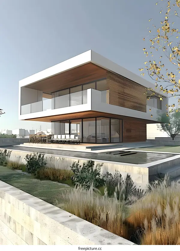 Modern Minimalist House with Swimming Pool and Garden