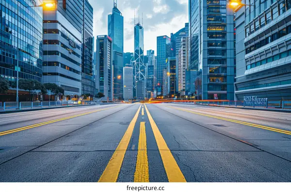 Hong Kong City Night with Skyscrapers