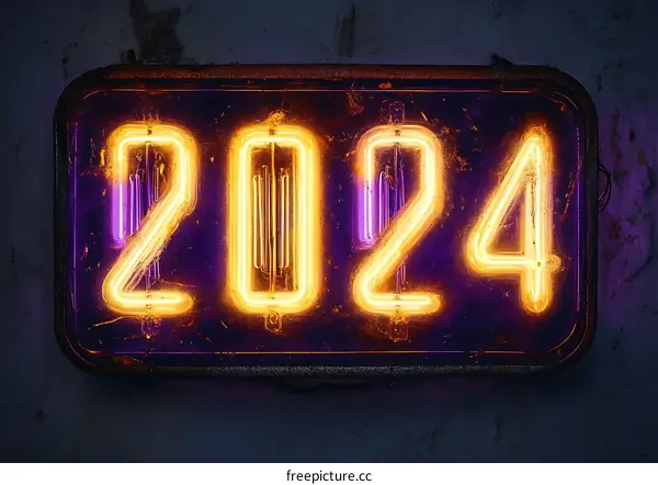 Neon Sign 2024 New Year Celebration