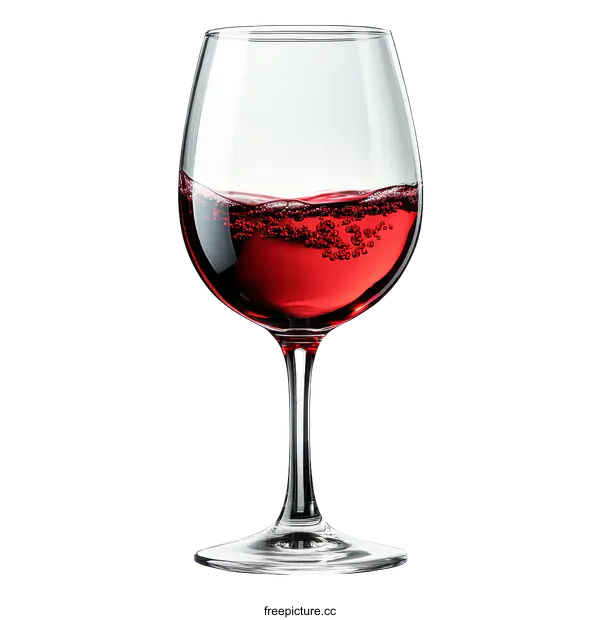 [Transparent Background PNG]Elegant Red Wine Glass with Sparkling Liquid