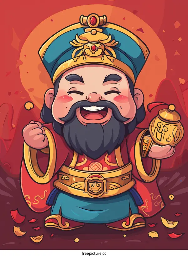A Chinese god of wealth illustration
