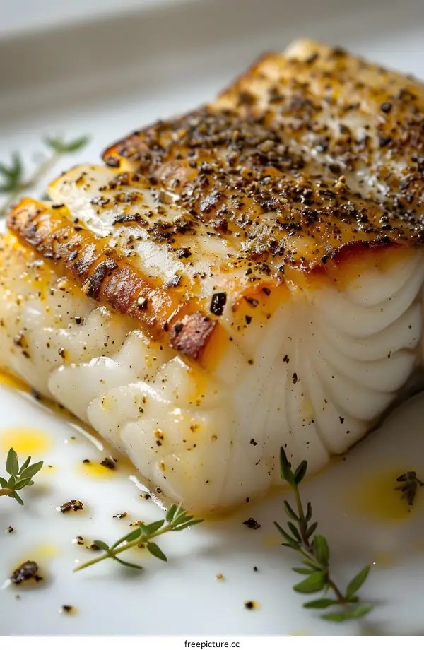 Pan-fried cod with lemon and thyme