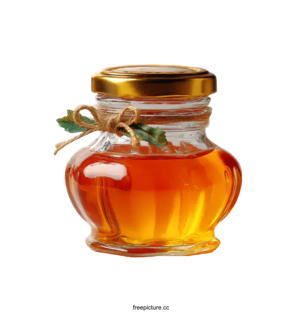 [Transparent Background PNG]Honey Jar with Decorative Ribbon and Lid
