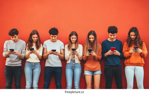 Group of Teenagers using Smartphones