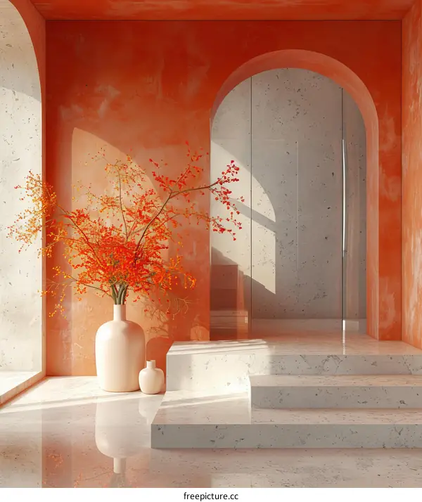 Modern Interior Design with Orange Accent Walls