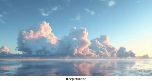 Stunning View of Cumulus Clouds over Calm Sea
