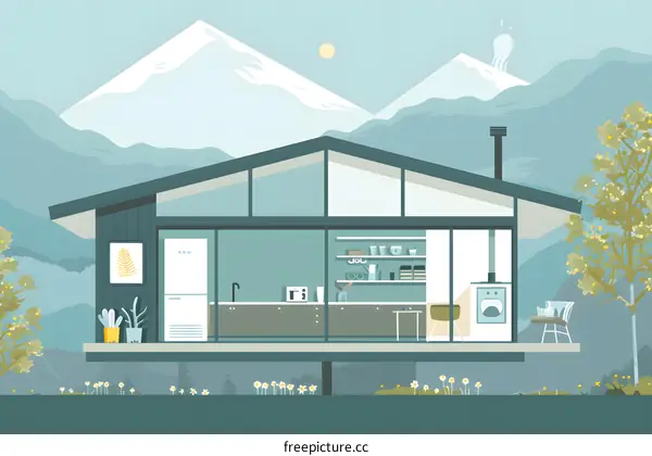 Modern Minimalist House Design with Mountain View