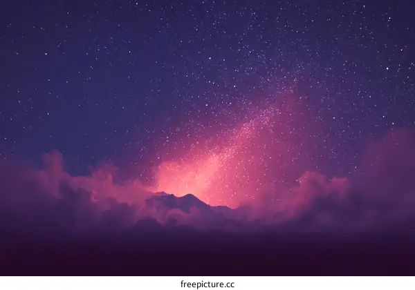 Night Sky with Pink Clouds and Stars