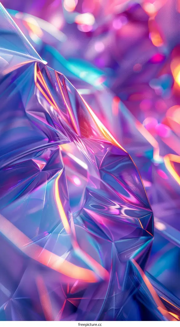 Vibrant Iridescent Crumpled Foil with Shiny Surface