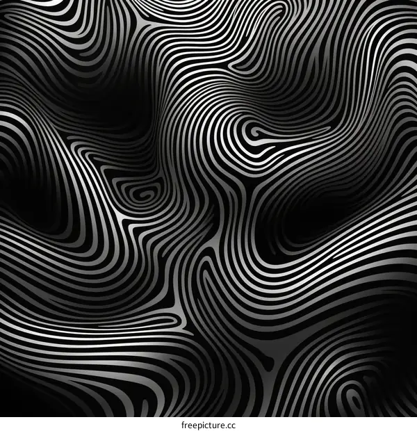 Abstract Wavy Stripes in Black and White