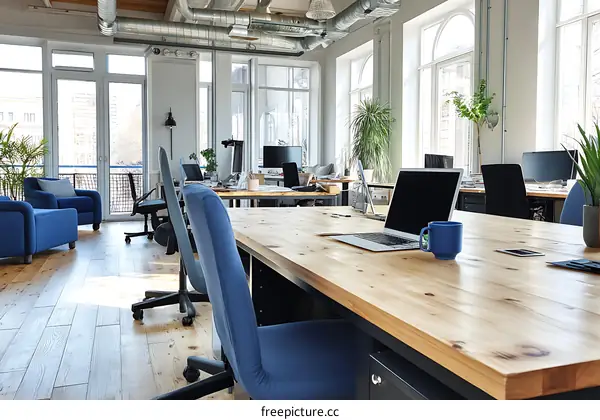 Modern Open Plan Office Workspace with Natural Light
