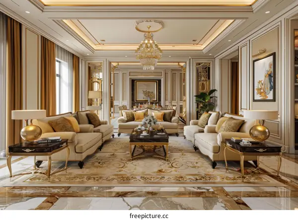 Luxurious Neoclassical Living Room Interior