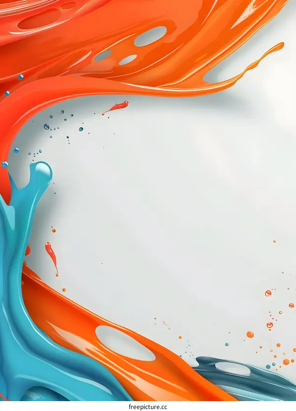 Abstract Blue and Orange Paint Splashes Background