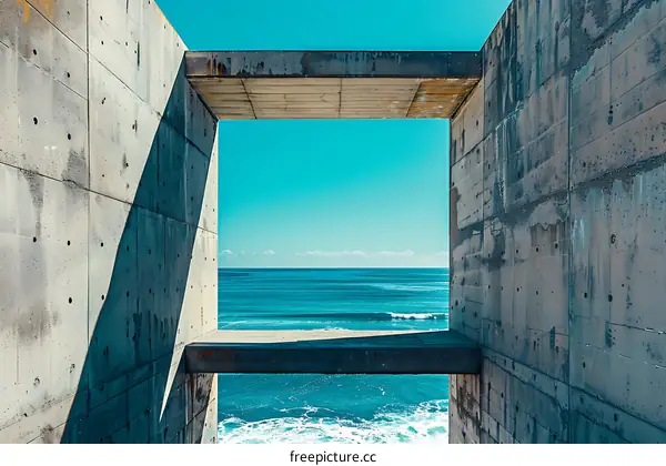Ocean View Through Concrete Frame