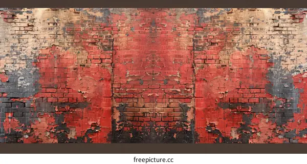 Grunge red and black brick wall textured background