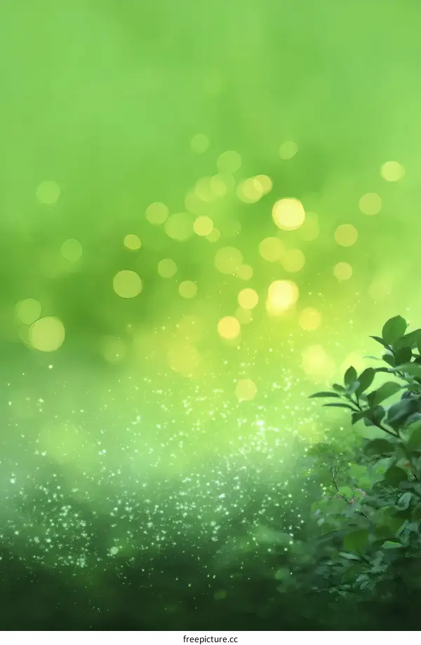 Green Nature Background with Sparkling Lights