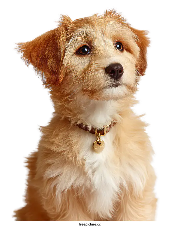[Transparent Background PNG]Adorable Puppy Portrait Against White Background