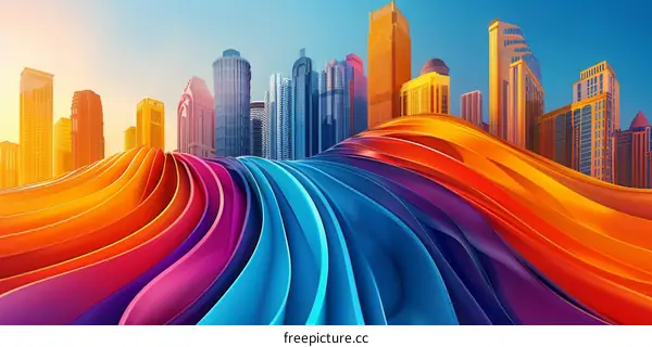 Urban City Skyline with Futuristic Architecture