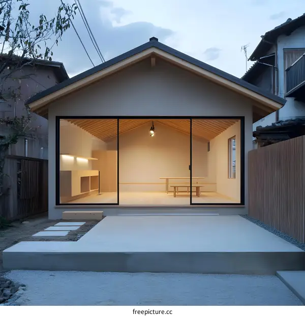 Modern Japanese Style House With Large Sliding Glass Doors