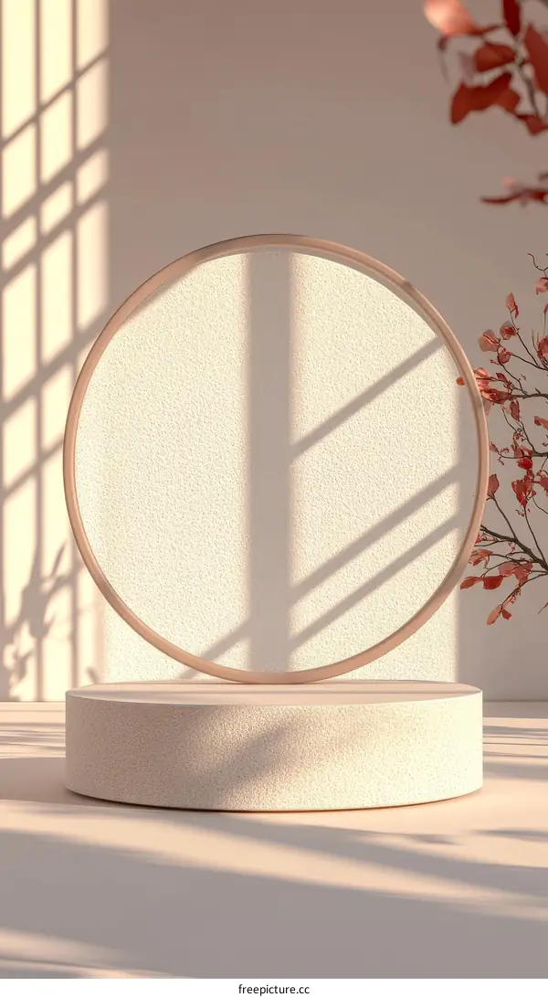 Empty Display Podium with Circle Frame in Minimalist Style