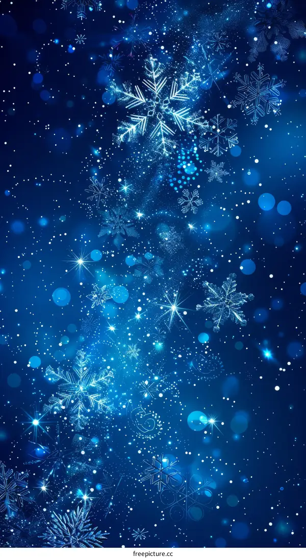 Mesmerizing Snowflakes Dance on a Deep Blue Canvas