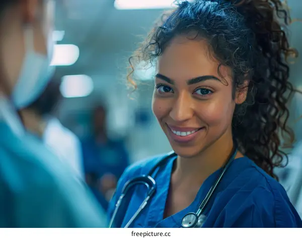 Portrait of a young female doctor smiling