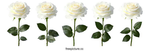 [Transparent Background PNG]Five Elegant White Roses in Studio Setting