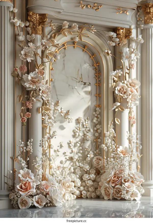 Elegant White & Pink Floral Archway for Weddings