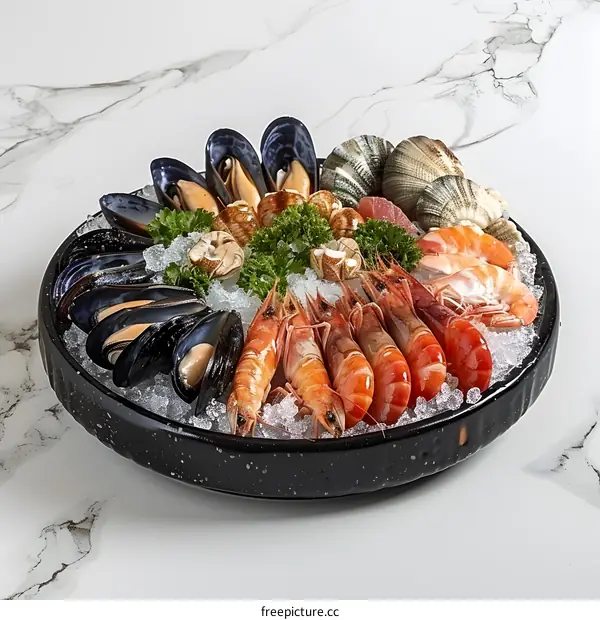 Fresh Seafood Platter on Ice