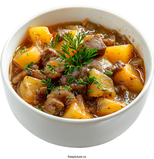 [Transparent Background PNG]Beef stew with potatoes in a bowl
