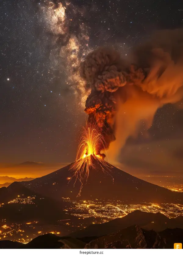 Stunning Nighttime Eruption of Mount Etna in Italy