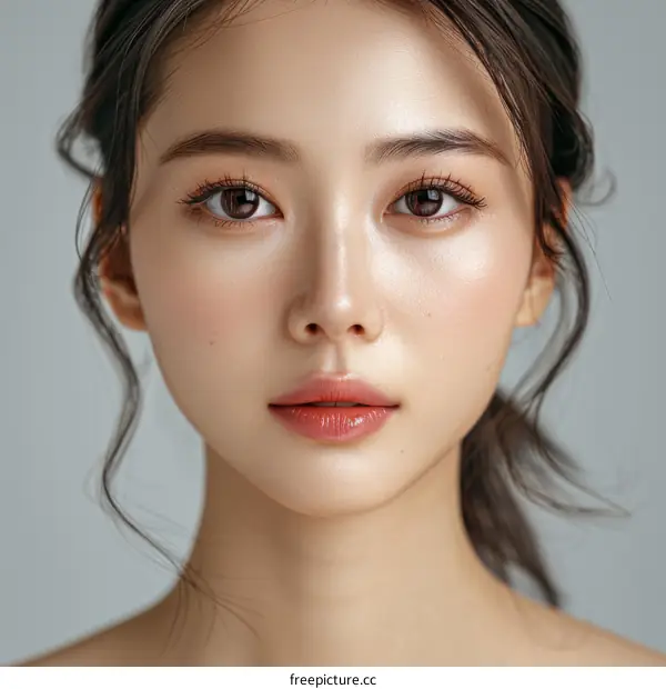 Portrait of a young Asian woman with flawless skin