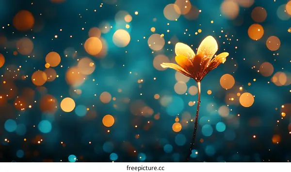 Golden Flower in Bokeh Background