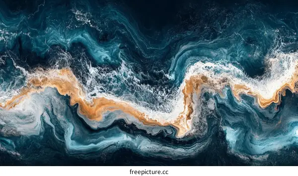 Abstract Ocean Waves Painting Art