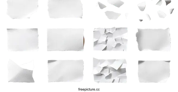 [Transparent Background PNG]Abstract Composition of Torn Paper Pieces