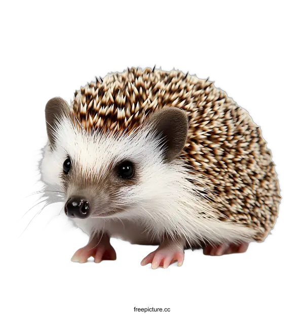 [Transparent Background PNG]Close Up of a Cute Hedgehog on a White Background