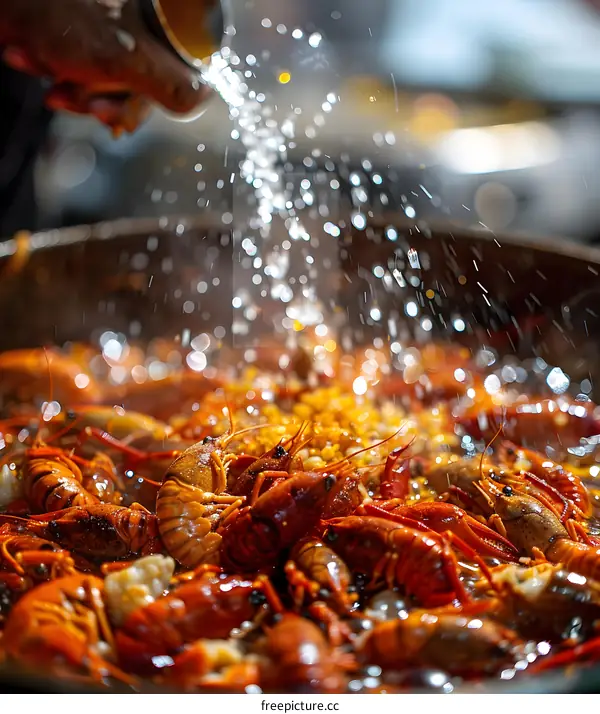 Cooking a pot of crayfish
