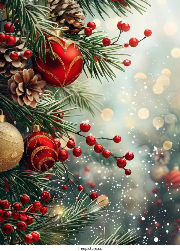 Christmas Tree with Red and Gold Ornaments