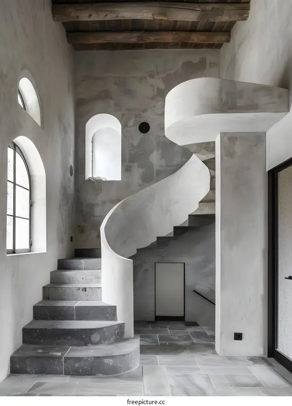 Modern Concrete Staircase in Minimalist Interior Design