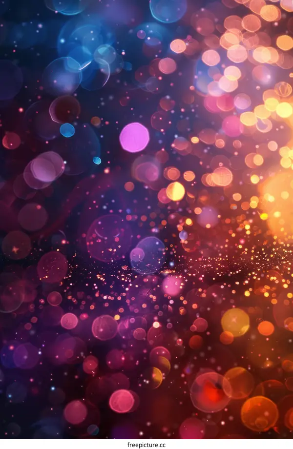 Colorful bokeh background with shiny particles
