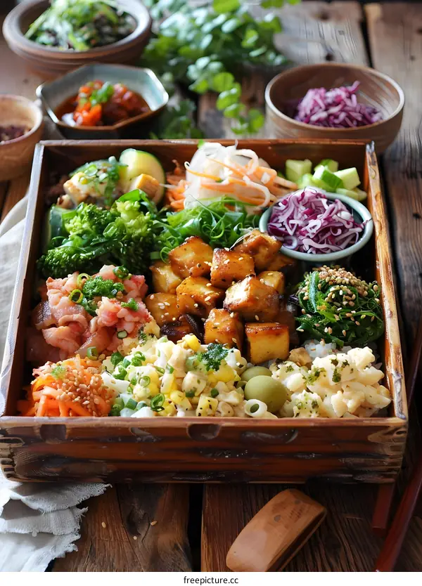 Japanese Bento Box With Various Food