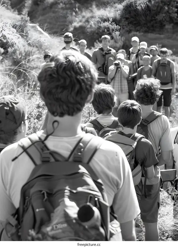 Group of People on a Hike in Nature