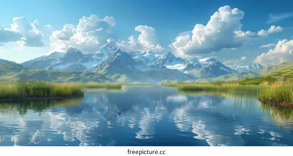 Mesmerizing Vista of Majestic Mountains and Serene Lake