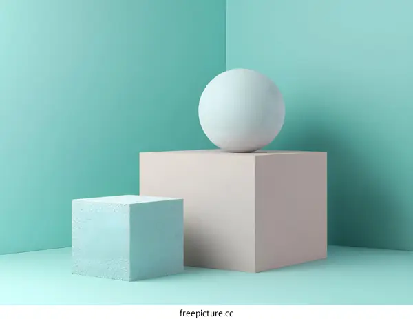 Abstract Geometric Shapes in Turquoise and Pink