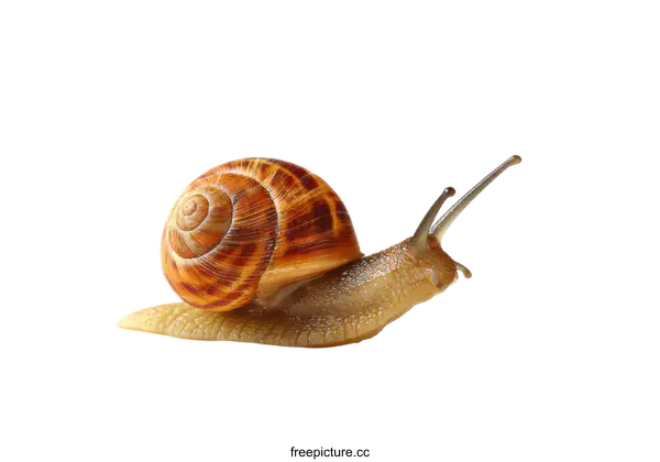 [Transparent Background PNG]Close-up of a Snail on White Background